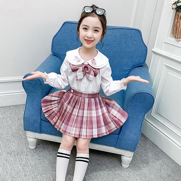 Ensembles de vêtements pour enfants Jk uniforme deux pièces moyen et grand jupe costume plissé automne collège Style fille 12 ans