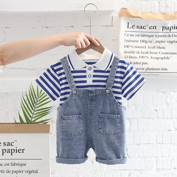 Ensembles de vêtements pour enfants Summer Boy Baby Bretelles Deux pièces Jeans Costume de mode mignon 1-5 ans