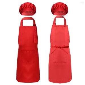 Ensembles de vêtements Enfants Chef Tablier Chapeau Poche avant Bavoir Garçon Filles Réglable Cuisine Artisanat Pour La Cuisson Peinture Cuisson Formation Porter