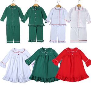 Set di abbigliamento Pigiama natalizio per bambini Abito in cotone verde rosso Famiglia coordinato Ragazzo Ragazza Costume natalizio Pigiama per bambino 230923