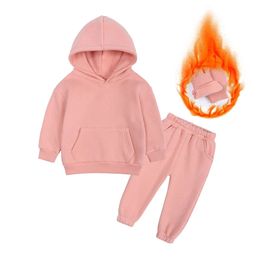 Kledingsets Kinderkleding Kinderpak Warme trui Meisje Fleece Hoodies Sweatshirt Broek Winter Lente Meisje Jongen Trainingspak Sportkleding 231018