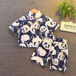 Conjuntos de ropa Ropa de algodón para niños Bebé Deporte Niños Causal Full Printe Panda Shirt Shorts 2PcsSets Infant Kids Fashion Toddler Chándales 230327