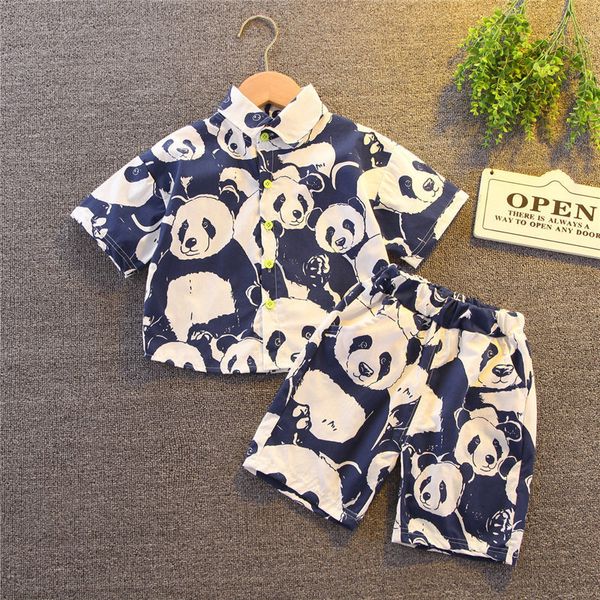 Ensembles de vêtements Enfants Vêtements en coton Bébé Sport Garçons Causal Full Printe Panda Shirt Shorts 2PcsSets Infant Kids Fashion Toddler Survêtements 230327