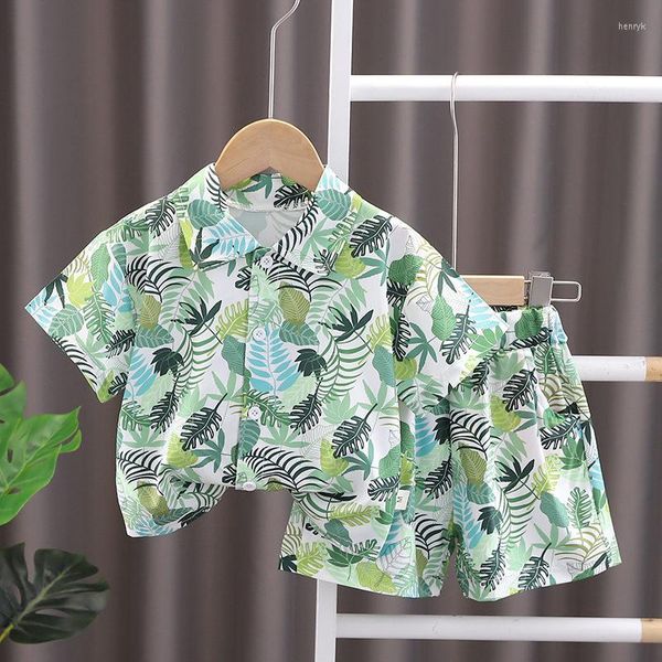 Conjuntos de ropa Ropa de algodón para niños Bebé Deporte Niños Causal Full Printe Leaf Shirt Shorts 2Pcs / Set Infant Kids Fashion Toddler Chándales