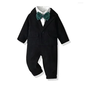 Ensembles de vêtements pour enfants, Costume complet vert foncé, vêtements pour garçons, chemise blanche, pantalon, 3 pièces, kits de vêtements d'anniversaire de mariage