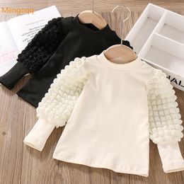 Kleidung Sets Kinder Mädchen Herbst Volle Puff Hülse Oansatz Solide Top Shirts Kleinkind Kinder Baby Bottoming T-shirts 18M-6Y 221028