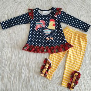 Conjuntos de ropa Niños Niñas Trajes de otoño Estampado de pollo Leche Seda Chica Boutique Niño Bebé Ropa de diseñador