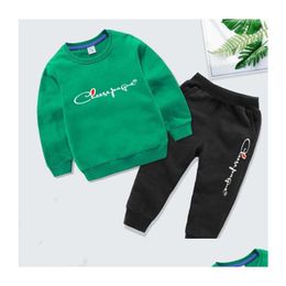 Ensembles de vêtements Enfants Filles Tenues Sweatshirts Pantalon Costumes 2pcs Bébé Enfants Loungewear Survêtements Garçon Vêtements Drop Livraison Maternité Dh3FB