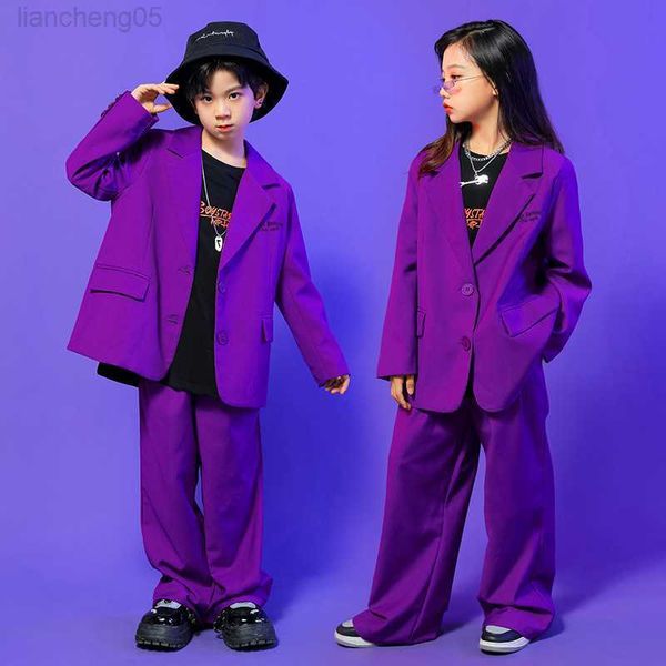 Conjuntos de ropa para niños Jazz Dance Loose Come Kids Stage Performance Hiphop Suit Set Niños Niñas Hip-hop Catwalk Ropa Set W0222