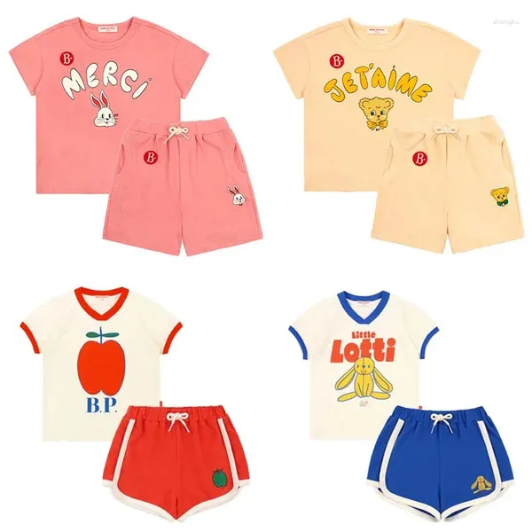 Ensembles de vêtements pour enfants 2024 Summer Be Baby Cotton Carton Carton Imprimé Banane à manches courtes