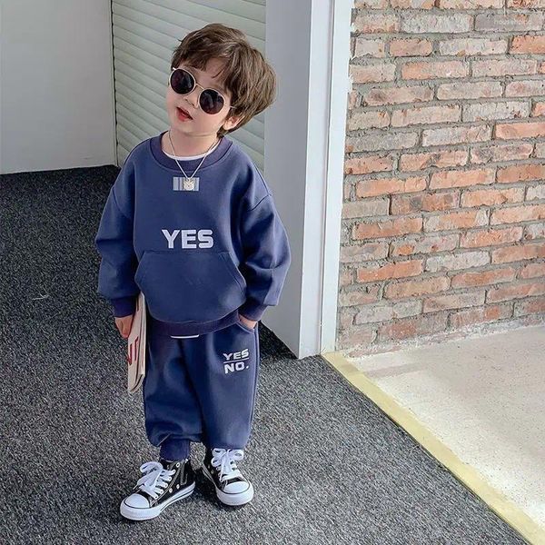 Ensembles de vêtements pour enfants, ensemble d'automne 2024, joli bébé fille, Sport, garçon, lettre imprimée, sweat-shirt, pantalon, tendance, deux pièces