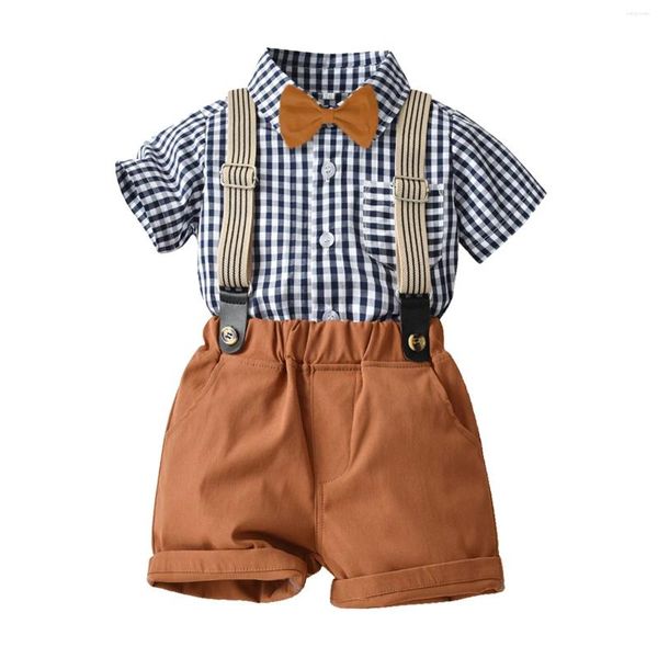 Vêtements Ensembles pour enfants Boys Summer Summer à manches blanches à manches blanches à manches blanches Shorts Performance Gentleman Set Baby Boy