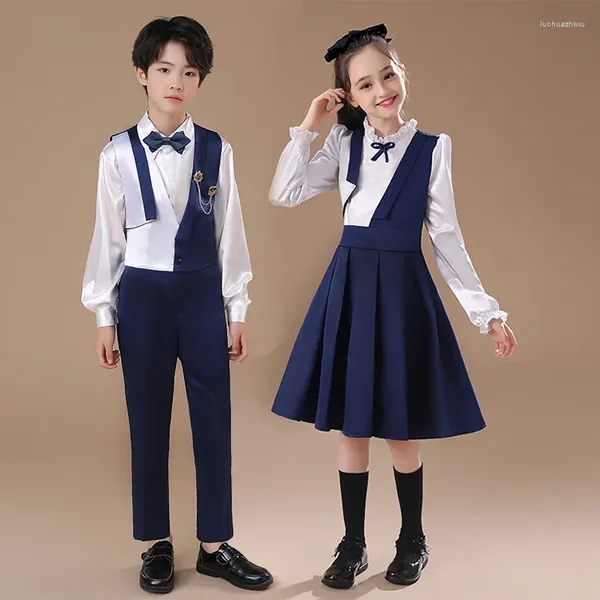 Ensembles de vêtements Vêtements de spectacle de chorale pour enfants : robe de style anglais pour élèves du primaire et du secondaire, récitation pour garçons et filles