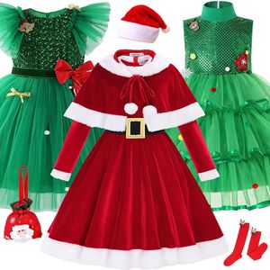 Kledingsets Kerstjurken voor kinderen Kerstman Baby Meisjes Kerstkleding Cosplaykostuum Kerstboom-cosplayjurken voor kinderen 2-10 jaar 231122