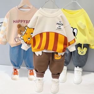 Conjuntos de ropa Ropa para niños bebé manga larga conjunto de dos piezas 1-4 años niña primavera y otoño dibujos animados ocio deportes traje 230613