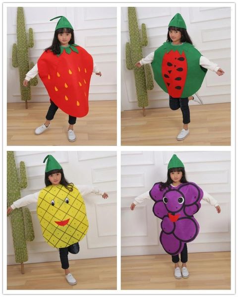 Vêtements Ensemble de la fête des enfants pour enfants Costume de dessin animé Costume Cosplay Velles de légumes Ananas Plaignonne Grabure de Strawberry For Girl