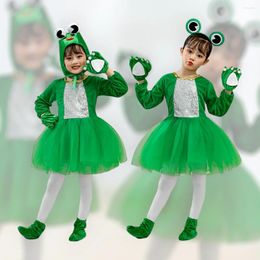 Conjuntos de ropa Set de rana para niños Disfraz de disfraces de animales en busca de madre saltando ropa verde Pequeño baile