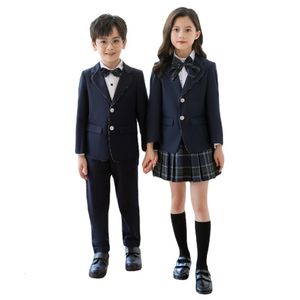 Kleding Sets Kinderen Meisjes Jongens Korea Britse Japanse Schooluniform Outfits Blazer Broek Rok Overhemd Stropdas Sokken Borst Mark Kleding Set Kid 230612