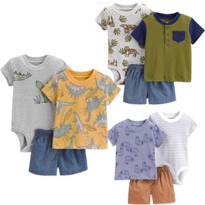 Ensembles de vêtements pour enfants Nouvel été bébé garçons Shorts à manches courtes T-shirt Enveloppé Bas Manteau Ensemble trois pièces