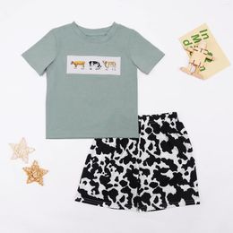 Ensembles de vêtements Tenues pour enfants Bébé garçon Ox Vêtements Ensemble Vache Broderie Body Enfant Costume Manches Enfants T-shirt 1-8T Casual Wear Bebe