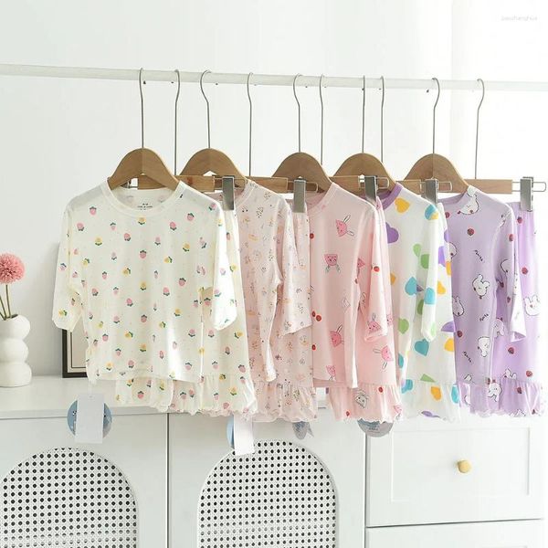 Ensembles de vêtements Pyjamas pour enfants pour garçons et filles lait soyeux doux Cool dessin animé costume climatisé deux pièces ensemble