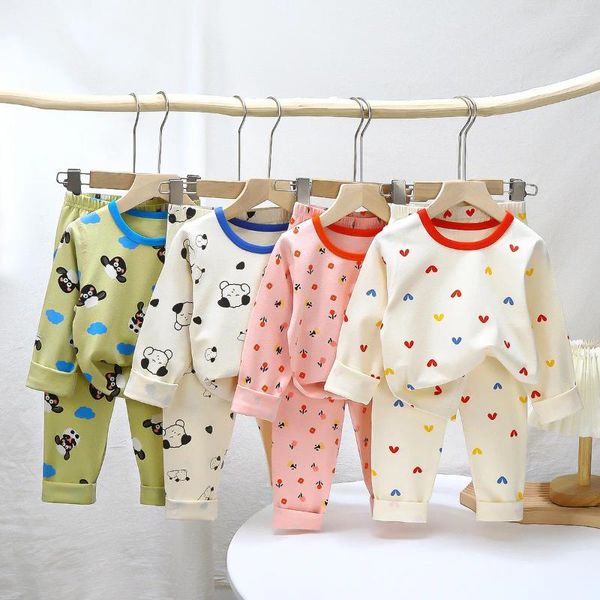 Conjuntos de ropa Conjunto de pijamas para niños Ropa interior de lycra para bebés de otoño Ropa para el hogar para niños Calzoncillos largos para niñas