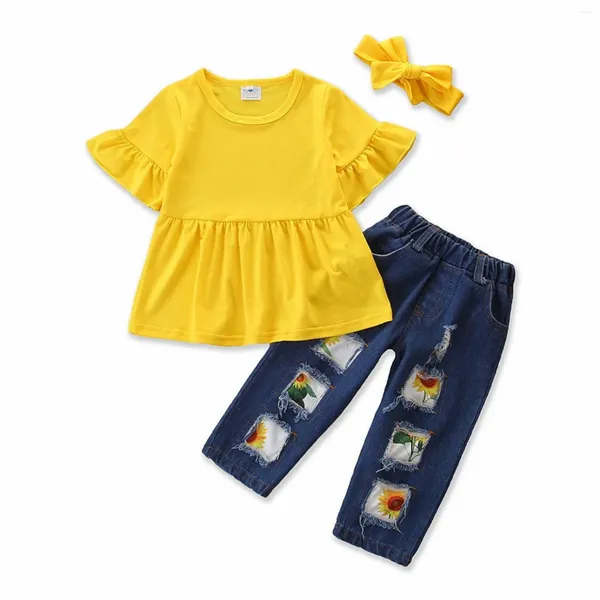 Vêtements Ensembles pour enfants Set Girls Small and Medium Might Tason Jeans à manches courtes Baby Wrap Girl