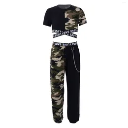 Ensembles de vêtements Costumes de sport pour enfants pour adolescentes Mode Summer Streetwear Hip Hop Tops Pantalons de survêtement avec chaîne 6 8 10 12 14 ans