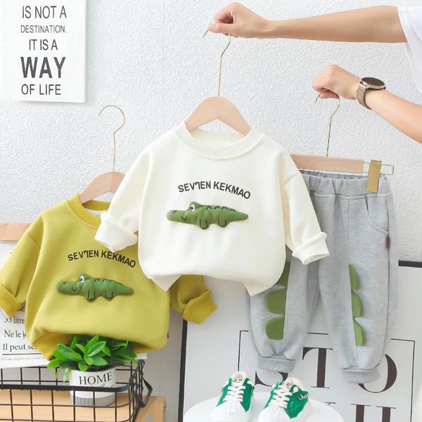 Conjuntos de ropa Sweater de dibujos animados de primavera/otoño para niños Lindos pantalones de cocodrilo Crocodile