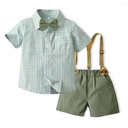 Ensembles de vêtements pour enfants à carreaux d'été pour enfants fixer des produits coréens japonais et un garçon frais