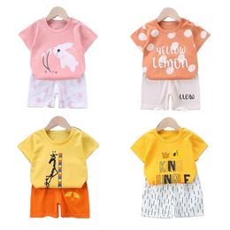 Ensembles de vêtements pour enfants Costume d'été à manches courtes Garçons Filles Ensemble Infantile Bébé Casual Shorts À Manches Courtes Deux Pièces 230630