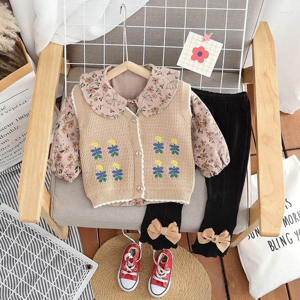 Vêtements Ensembles de pulls pour enfants Set Girls Spring and Automne Automne mignon Pantalon Bowtie Pantal