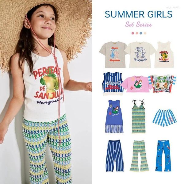 Conjuntos de ropa Camisetas para niños 2024 Summer Girls Boys Collar Round Collar Lindo Leggings de manga corta Shorts Tops