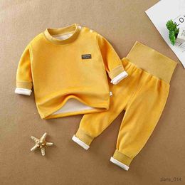 Conjuntos de ropa Conjunto de ropa interior para niños Otoño e Invierno bebé grueso cintura alta cálido bebé pantalones de manga larga traje de bebé