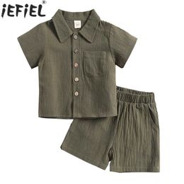 Ensembles de vêtements Enfants Ensemble Bébé Garçons Été Casual Style Preppy Vêtements Chemise À Manches Courtes avec Short Outfit Party Gentleman Costume Loungewear W230210