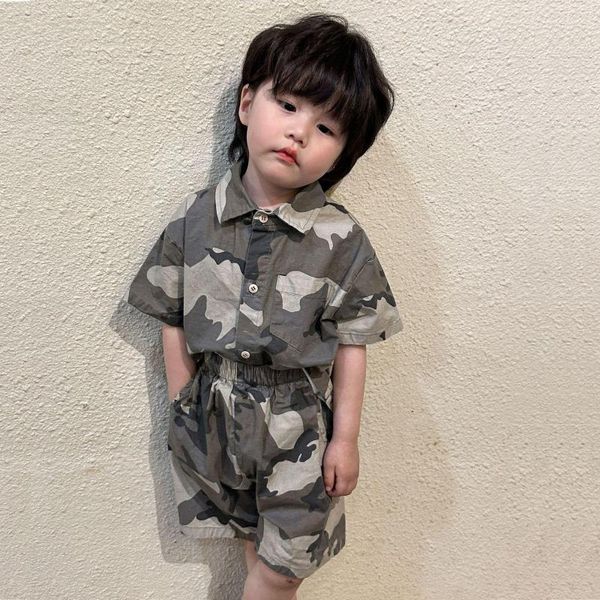 Ensembles de vêtements enfants ensemble printemps été Camouflage costume garçons Cool et beau 2023 à la mode bébé à manches courtes Cause