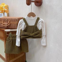 Ensembles de vêtements pour enfants printemps automne filles à la mode coréenne nœud papillon personnalité décontractée col rond solide