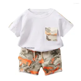 Vêtements Enfants Enfants Summer Baby Girls Cloth Girls Suit Boys T-shirt Short 2PCS / Set Toddler Cosual Costume Kids Sportswear