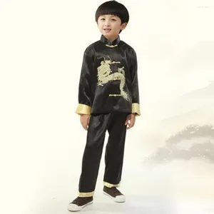 Kledingsets Kinderen Tang Suit Dragon Patroon Traditionele Chinese jaar Kinderen met standkraagtop voor jongens