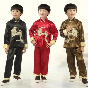 Vêtements Enfants Enfants Tang Suit Traditional Chinese Dragon Année enfants avec collier de support Pants de taille élastique Boys Chun Tai