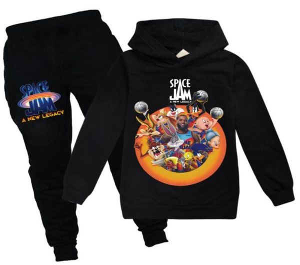 Conjuntos de ropa Children039s 216Y 2021 SPACE JAM 2 Ropa para niños Sudaderas con capucha Niño Niñas Sudadera Pantalones Traje Adolescentes Niños Otoño9284423