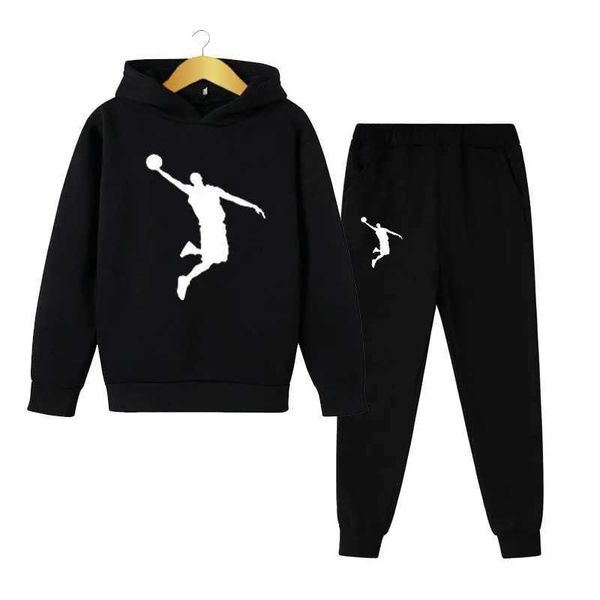 Ensembles de vêtements pour enfants Automne et printemps mode 2pcs Sweat à capuche + pantalon Sportswear 3-13 ans garçons et filles Vêtements décontractés pour enfants Vêtements Setl240513