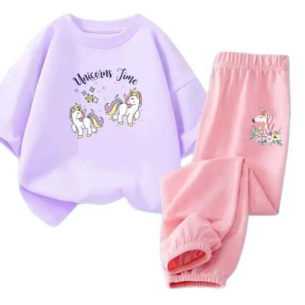 Ensembles de vêtements pour enfants Ensemble de vêtements pour bébé T-shirt + pantalon Summer Cartoon Girl and Fiel