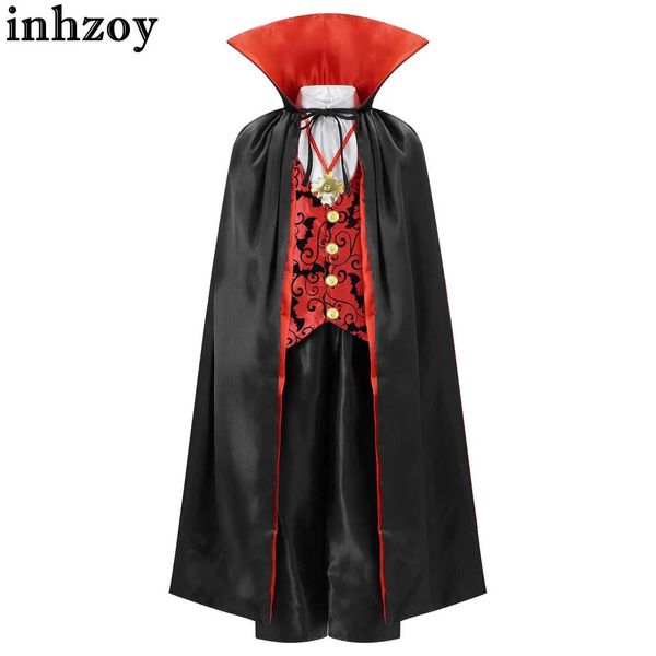 Vêtements Ensembles pour enfants Gothic Vampire Costume Halloween Rôle de jeu Costume de fête Fausse Two Pieces Top Pantalon Long Pantal