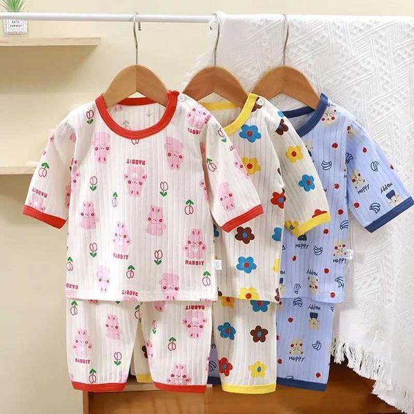 Vêtements Ensembles pour enfants pour maison Vêtements Pyjama Summer Summer à manches courtes Pyjamas Baby T-shirt Coton Set Cartoon Boys and Girls Two Piece Clothing Set WX