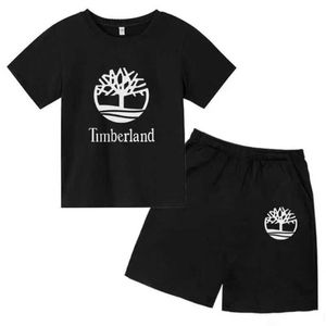 Kledingsets Childrens Trend Brand Zomer Casual 2-delige T-shirt+broek Set voor jongens en meisjes van 3-14 Street Clothing D240514