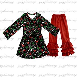 Ensembles de vêtements de noël pour enfants, ensemble à manches longues, bas de cloche, costume-pantalon, vente en gros, 231113