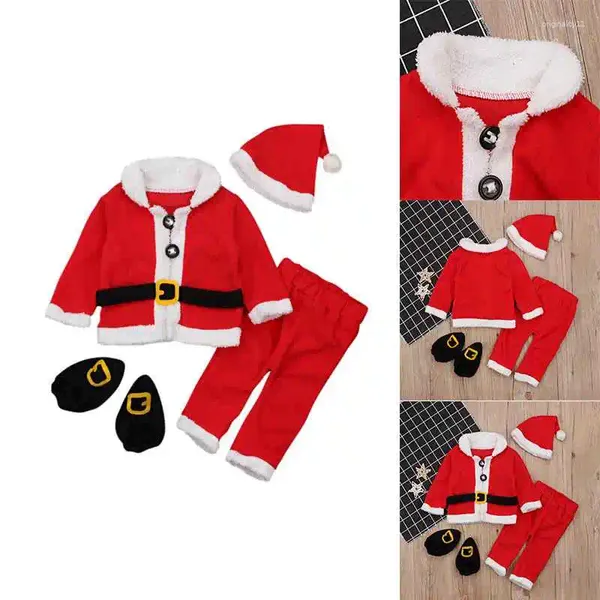 Conjuntos de ropa Navidad Cosplay bebé niña ropa traje rojo nacido terciopelo niño sombrero tops pantalón calcetín traje disfraces