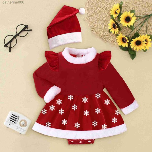 Ensembles de vêtements de Noël polaire barboteuse infantile filles à manches longues body nouveau-né robe chapeau tenues bébé biologique vêtements l231202