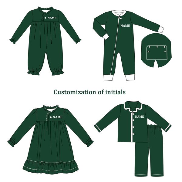 Ensembles de vêtements Combinaison de Noël bébé à manches longues ensemble fille vêtements barboteuse bulle costume nom broderie body tenues à volants pantalon vert 231025